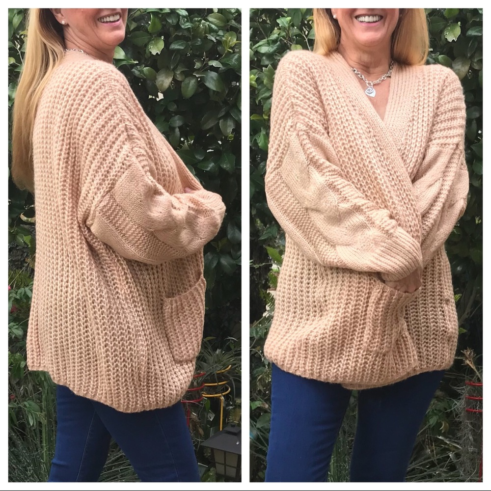 LAST 🔘 True Confessions! Taupe Open Cardigan - Picture 2 of 8